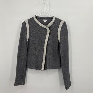Gap Designed & Crafted Womens Grey Cotton Knit Moto Jacket Asymmetrical Zip XS